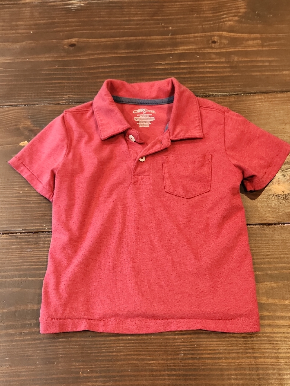 Cherokee Red Short-Sleeve Polo with Chest Pocket
